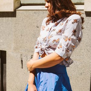 blue skirt and bambi shirt