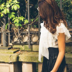 White shirt and black skirt