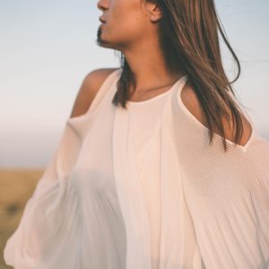 white blouse in fields of gold