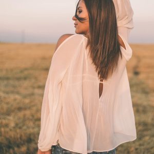 white blouse in fields of gold
