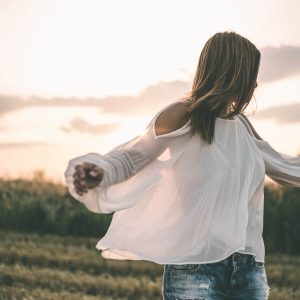 White blouse on sunset