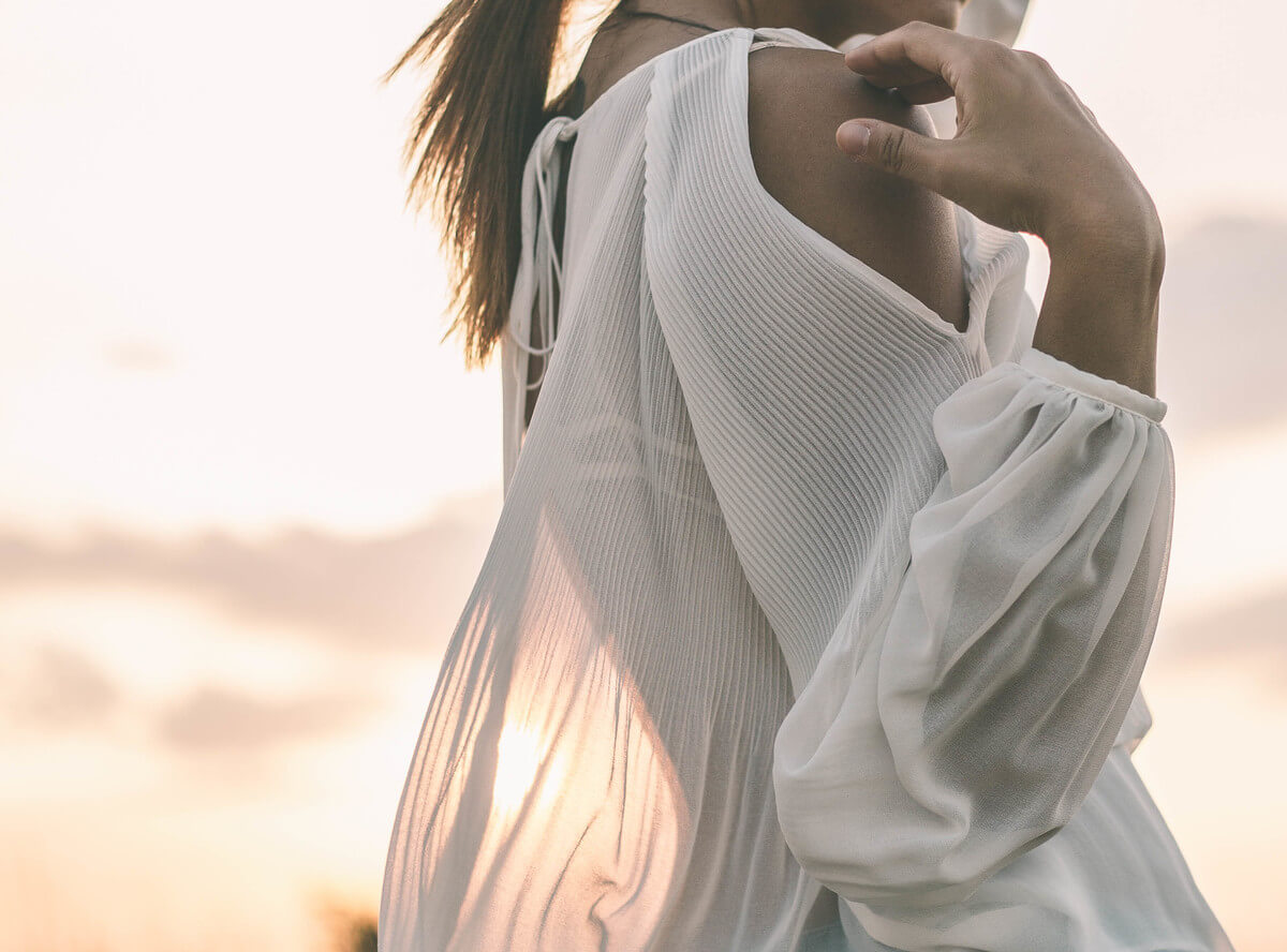 White blouse on sunset