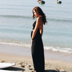 Black skirt and black swimsuit