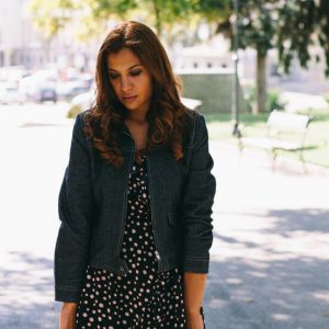 Second hand dress with denim jacket